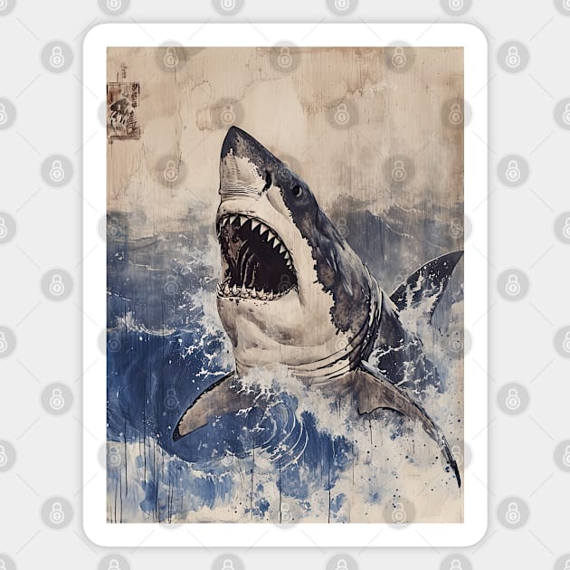 Vintage Japanese Shark 03 Magnet by obstinator